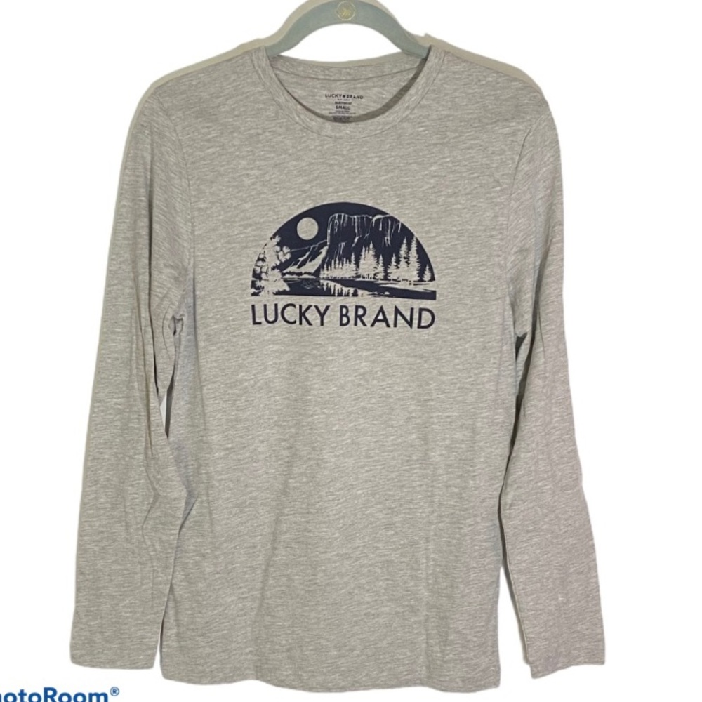 Lucky Brand Lounge Shirt Long Sleeve Gray and Navy Men’s Size Small